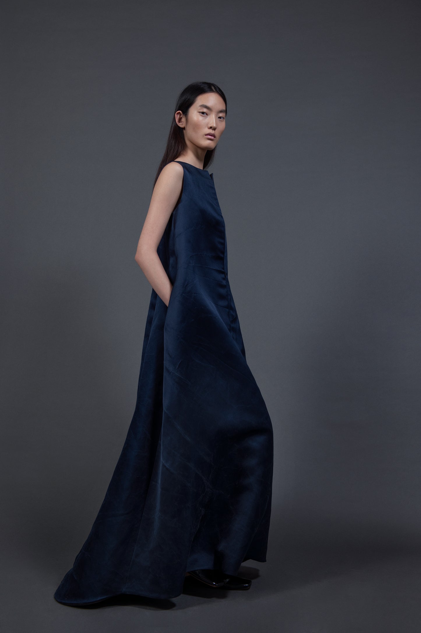 Trapèze Dress in washed heavy Silk Satin