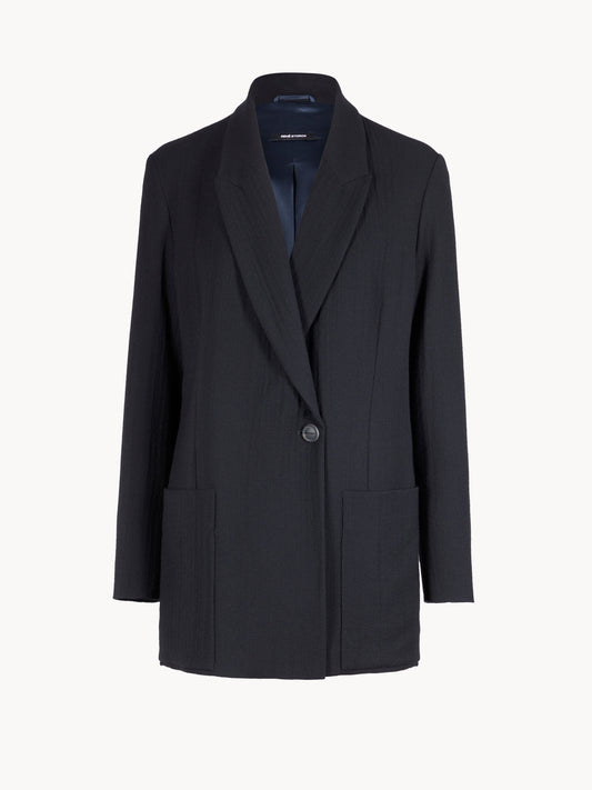 Cardigan jacket in washed wool crèpe.